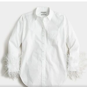 J.CREW feather-trim cotton poplin button-up shirt
